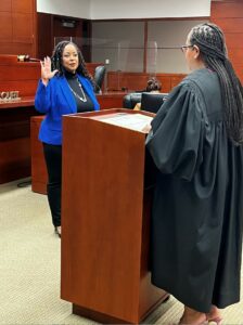 Janine Mitchell, J.D., being admitted to the bar.