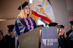 Heather Stern speaking at COL commencement.