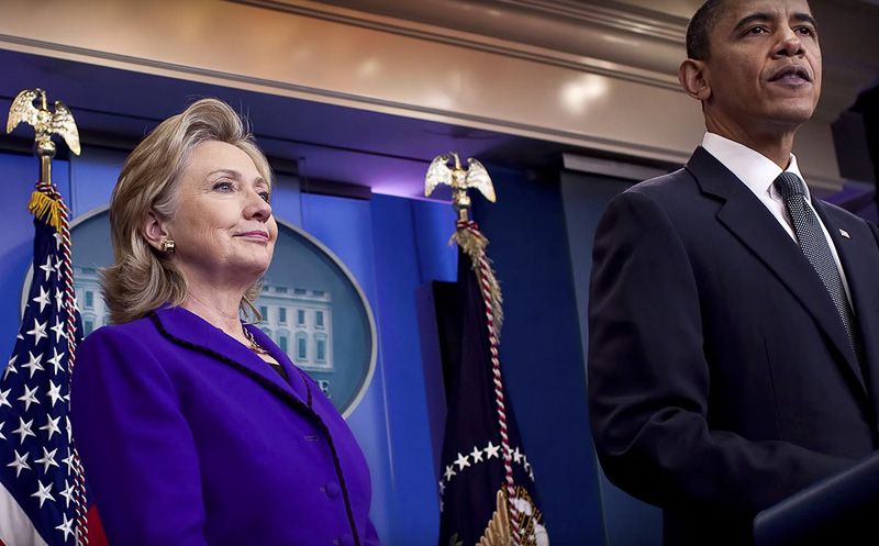 Hillary Clinton alongside President Barack Obama when she served as secretary of state